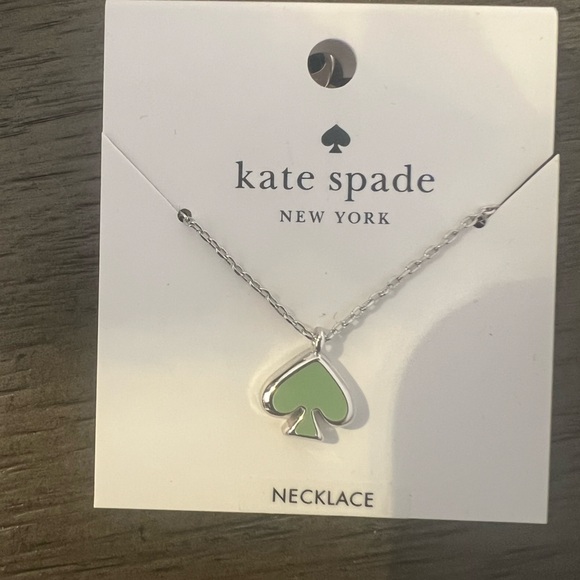 kate spade Jewelry - Kate Spade Silver Necklace with Green Spade Pendant